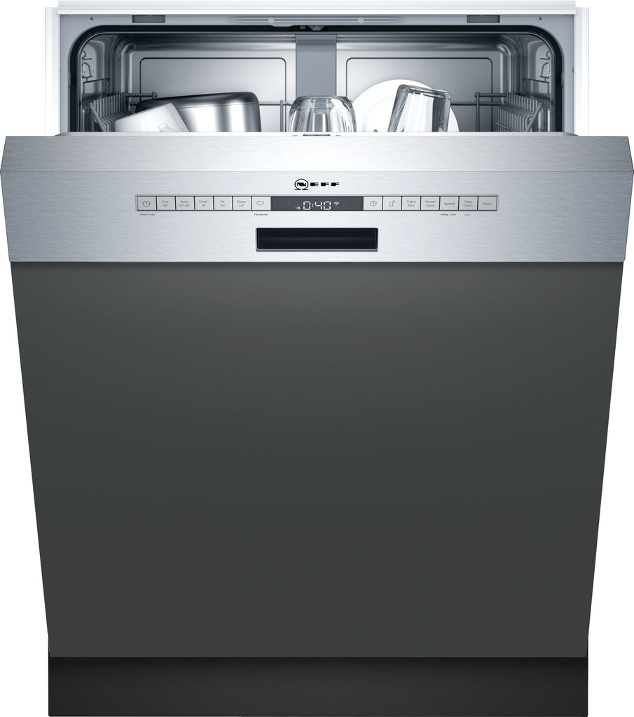 Neff N50 S145ITS04G Wifi Connected Semi Integrated Standard Dishwasher - Stainless Steel - E Rated