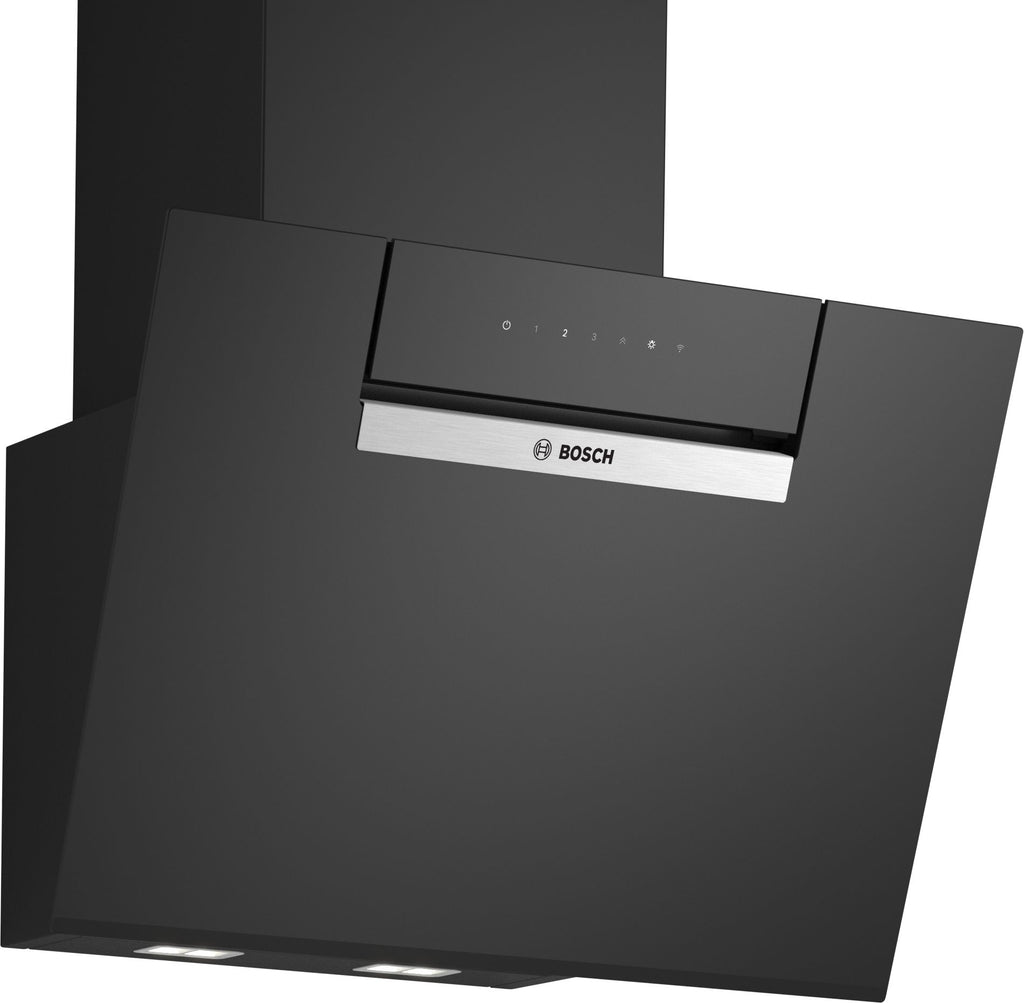 Bosch Series 4 DWK67FN60B 60cm Wifi Connected Chimney Hood - Black Glass