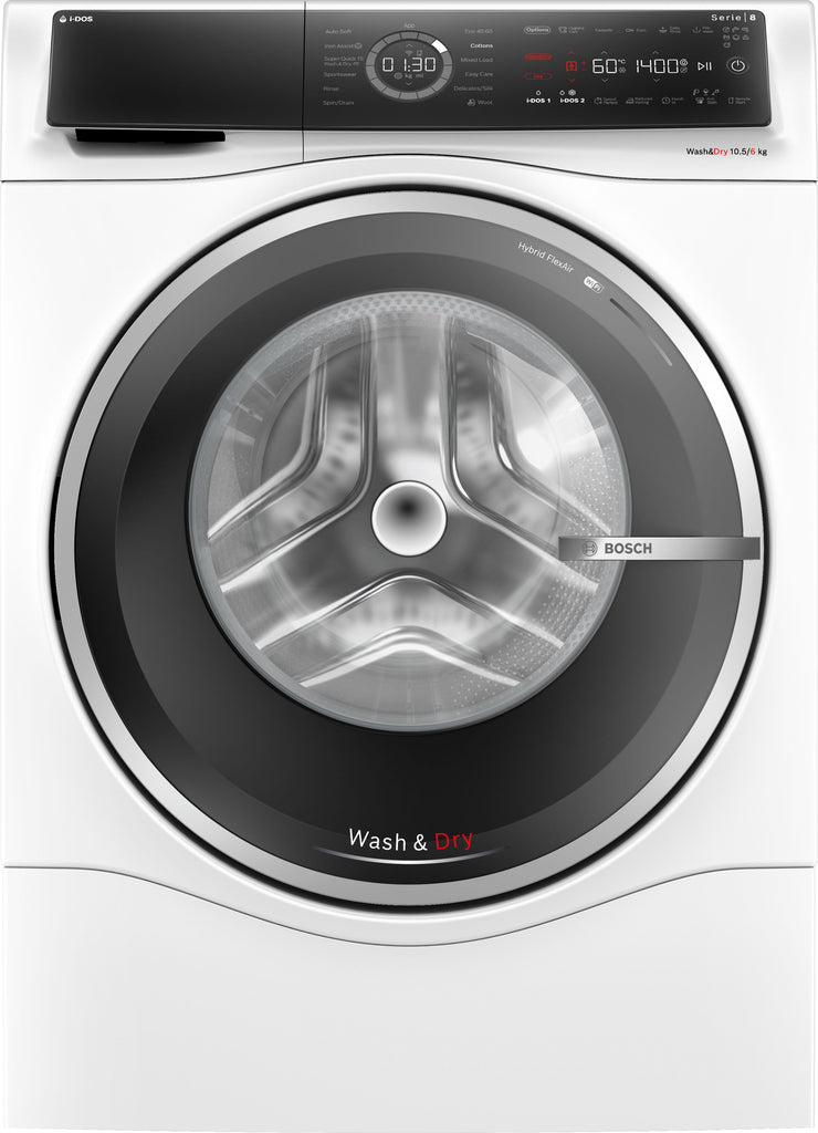 Bosch Series 8 WNC25410GB Wifi Connected I-Dos 10.5Kg / 6Kg Washer Dryer With 1400 Rpm - White - D Rated