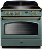 Rangemaster CLAS90FXEIMG/B Classic FX 90cm Electric Range Cooker with Induction Hob - Mineral Green/Brass Trim