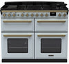 Rangemaster ESDLB110DFPMSB/AB1 Estel Deluxe BC 110cm Dual Fuel Range Cooker - Misty Blue/Antique Brass Trim