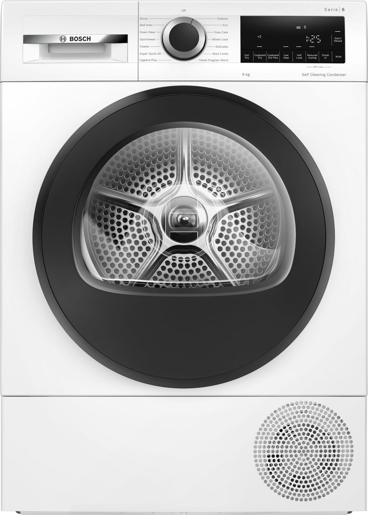Bosch Series 6 WQG24502GB 9Kg Heat Pump Condenser Tumble Dryer With Self Cleaning Condenser - White