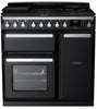 Rangemaster ESDL90DFPGBL/CM1 Estel Deluxe 90cm Dual Fuel Range Cooker - Gloss Black/Chrome Trim