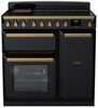 Rangemaster ESDL90EIPGBL/AB1 Estel Deluxe 90cm Induction Range Cooker - Gloss Black/Antique Brass Trim