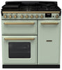 Rangemaster ESDL90DFPMNT/AB1 Estel Deluxe 90cm Dual Fuel Range Cooker - Mint/Antique Brass Trim