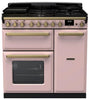 Rangemaster ESDL90DFPPPK/AB1 Estel Deluxe 90cm Dual Fuel Range Cooker - Pale Pink/Antique Brass Trim