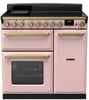 Rangemaster ESDL90EIPPPK/AB1 Estel Deluxe 90cm Induction Range Cooker - Pale Pink/Antique Brass Trim