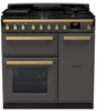 Rangemaster ESDL90DFPSLT/AB1 Estel Deluxe 90cm Dual Fuel Range Cooker - Slate/Antique Brass Trim