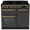 Rangemaster ESDL100DFPSLT/AB1 Estel Deluxe 100cm Dual Fuel Range Cooker - Slate/Antique Brass Trim