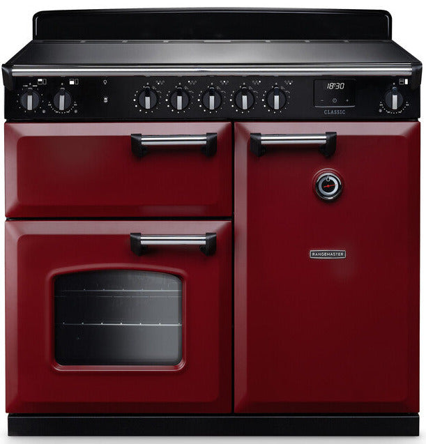 Rangemaster CL100EIPBOR/CM1 Classic 100cm Induction Range Cooker - Bordeaux/Chrome Trim