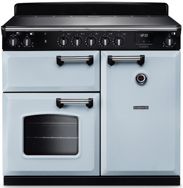 Rangemaster CL100EIPMSB/CM1 Classic 100cm Induction Range Cooker - Misty Blue/Chrome Trim