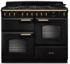 Rangemaster CLDLO110DFPCBL/AB1 Classic Deluxe OC 110cm Dual Fuel Range Cooker - Charcoal Black/Antique Brass Trim