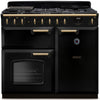 Rangemaster CLDL100DFPGBL/AB1 Classic Deluxe 100cm Dual Fuel Range Cooker - Gloss Black/Antique Brass Trim