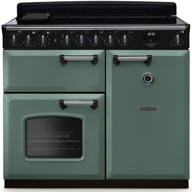 Rangemaster CLDL100EIPMGR/CM1 Classic Deluxe 100cm Induction Range Cooker - Mineral Green/Chrome Trim
