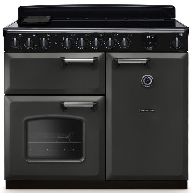 Rangemaster CLDL100EIPSLT/CM1 Classic Deluxe 100cm Induction Range Cooker - Slate/Chrome Trim