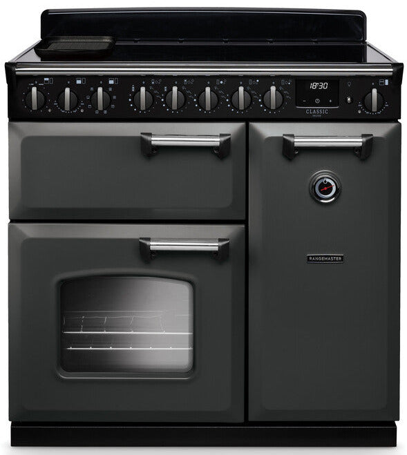Rangemaster CLDL90EIPSLT/CM1 Classic Deluxe 90cm Induction Range Cooker - Slate/Chrome Trim
