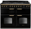 Rangemaster CLDLB110DFPGBL/AB1 Classic Deluxe BC 110cm Dual Fuel Range Cooker - Gloss Black/Antique Brass Trim
