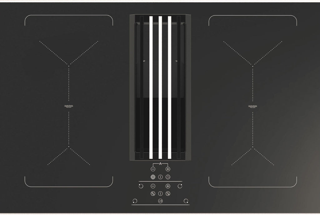 Cata ICONFXP75DDS 77cm Venting Induction Hob - Black Glass Stainless Steel Trim