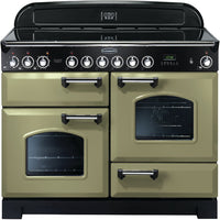 Rangemaster Classic Deluxe CDL110ECOG/C 110cm Electric Range Cooker with Ceramic Hob - Olive Green/Chrome Trim