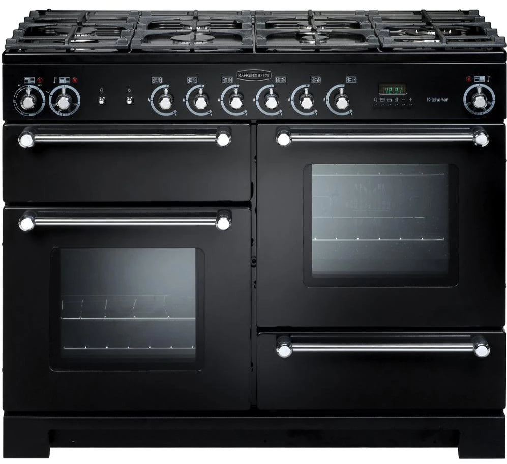 Rangemaster Kitchener KCH110NGFBL/C 110cm Gas Range Cooker - Black