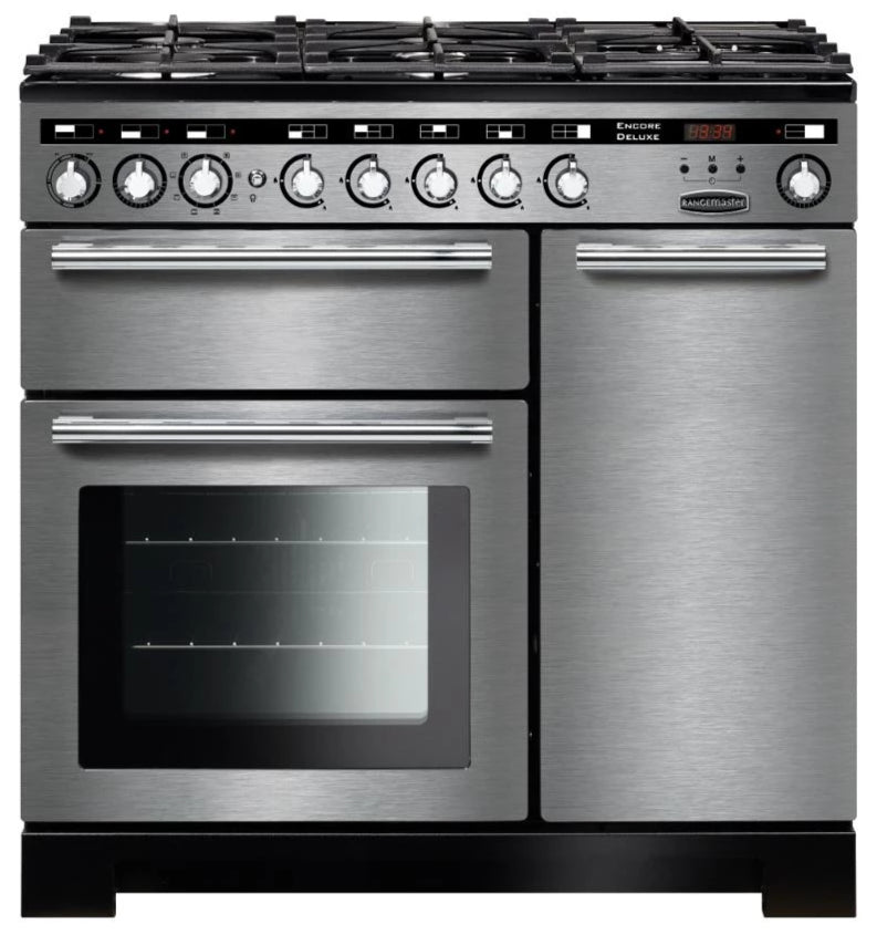 Rangemaster Encore Deluxe EDL90DFFSS/C 90cm Dual Fuel Range Cooker - Stainless Steel