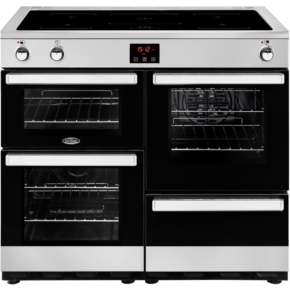 Belling Cookcentre 100Ei Electric Induction Hob Range Cooker Stainless Steel - Moores Appliances Ltd.