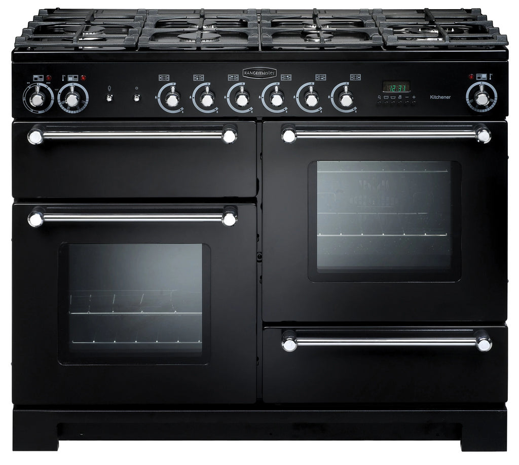 Rangemaster Kitchener KCH110DFFBL/C 110cm Dual Fuel Range Cooker - Black