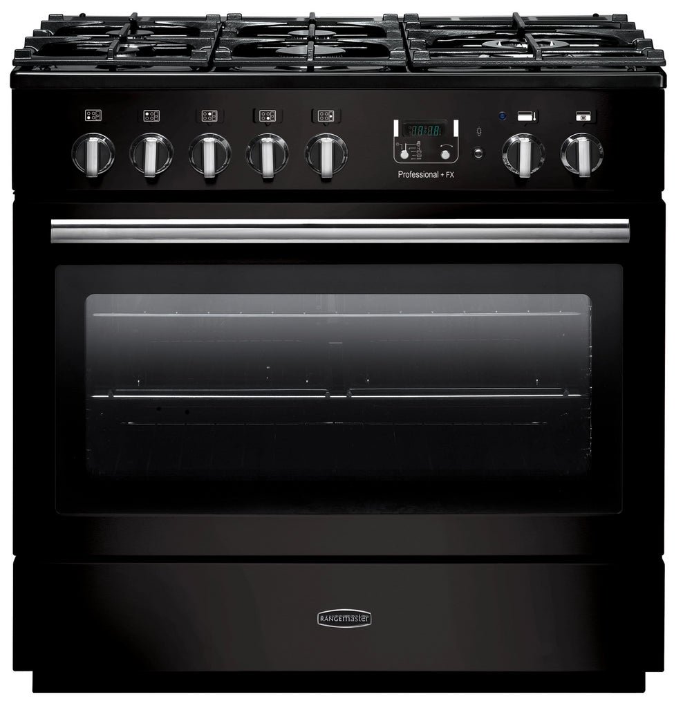 Rangemaster Professional Plus FX PROP90FXDFFGB/C 90cm Dual Fuel Range Cooker - Black