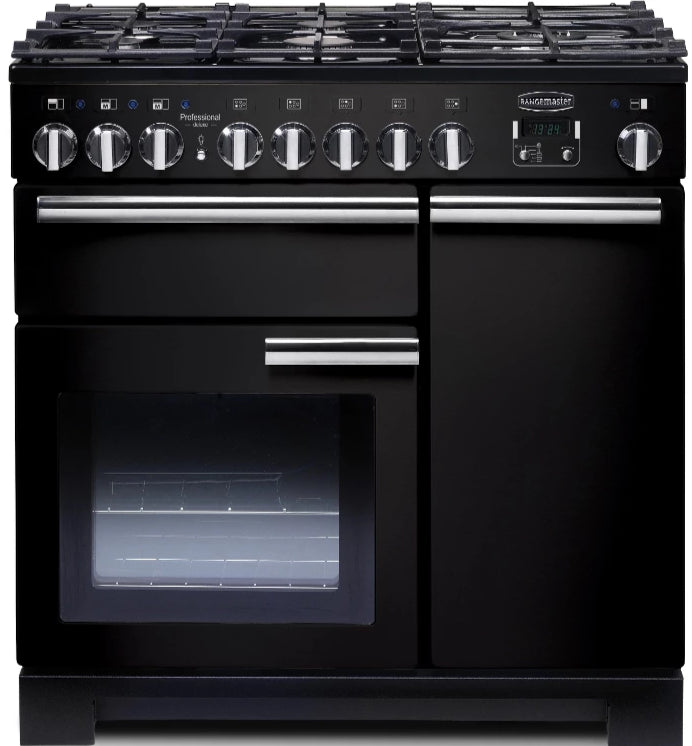 Rangemaster Professional Deluxe PDL90DFFGB/C 90cm Dual Fuel Range Cooker - Black