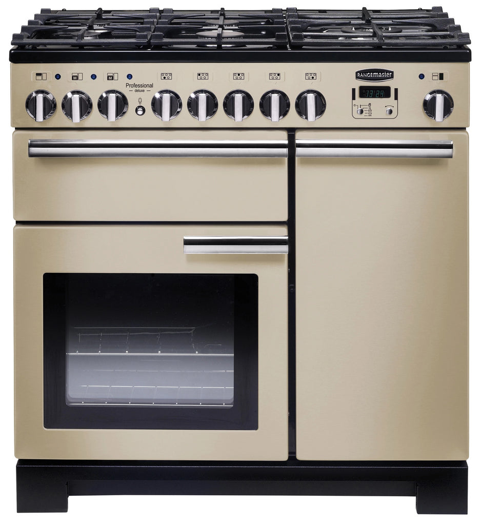 Rangemaster Professional Deluxe PDL90DFFCR/C 90cm Dual Fuel Range Cooker - Cream