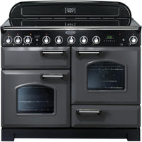 Rangemaster Classic Deluxe CDL110EISL/C 100cm Electric Range Cooker with Induction Hob - Slate/Chrome Trim