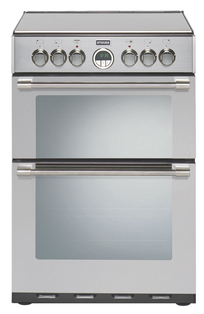 Stoves Sterling 600E Electric Ceramic Hob Double Oven Cooker 600mm Wide Stainless Steel - Moores Appliances Ltd.