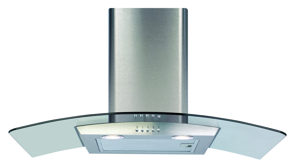 CDA ECP82SS 80cm Curved Glass Hood Stainless Steel - Moores Appliances Ltd.