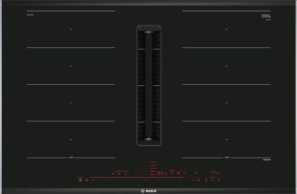 Bosch Series 8 PXX875D67E Wifi Connected 82cm Venting Induction Hob - Surface Mount with Frame