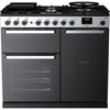 Rangemaster EDDL100DFGBLK/CM1 Edge Deluxe 100cm Dual Fuel Range Cooker - Black Glass/Chrome Trim