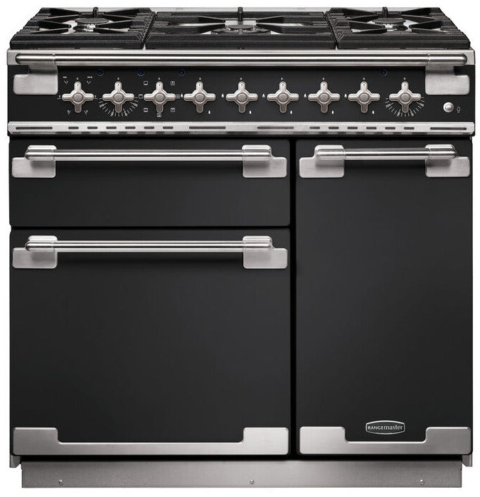 Rangemaster ELS90DFFCB/ Elise 90cm Dual Fuel Range Cooker - Charcoal Black