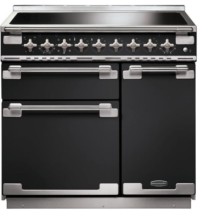 Rangemaster ELS90EICB/ Elise 90cm Electric Range Cooker with Induction Hob - Charcoal Black