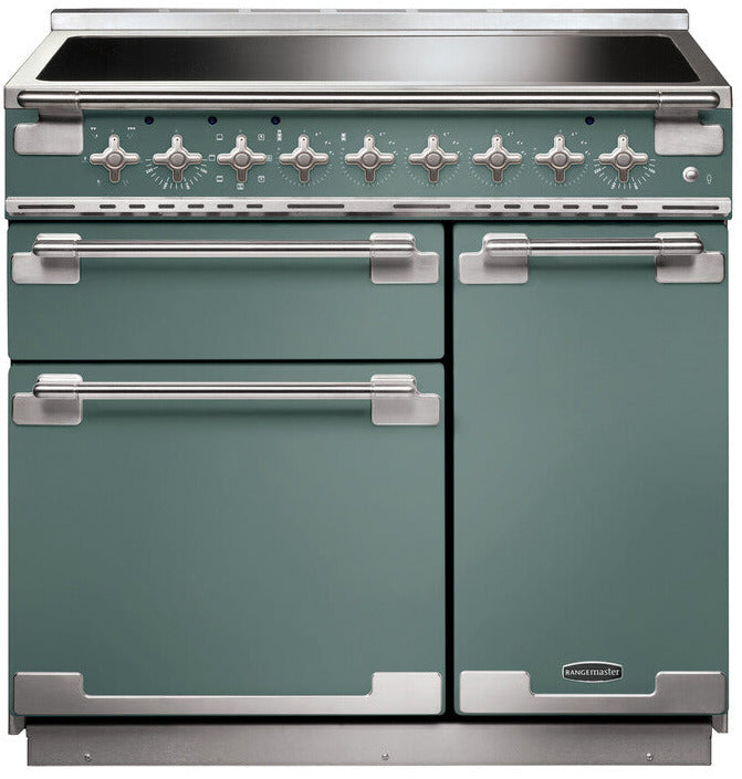 Rangemaster ELS90EIMG/ Elise 90cm Electric Range Cooker with Induction Hob - Mineral Green