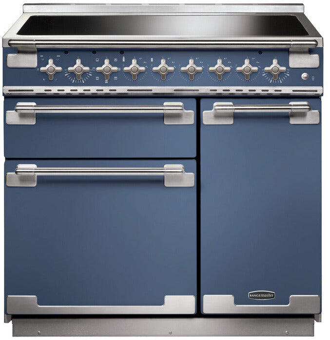 Rangemaster ELS90EISB/ Elise 90cm Electric Range Cooker with Induction Hob - Stone Blue