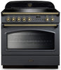 Rangemaster CLAS90FXEISL/B Classic FX 90cm Electric Range Cooker with Induction Hob - Slate/Brass Trim