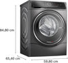 Bosch Serie 8 WNC254ARGB Wifi Connected I-DOS 10.5Kg / 6Kg Washer Dryer with 1400 rpm - Cast Iron Grey - D Rated