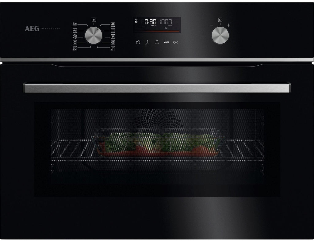 Aeg GK6NK40FB Built In Compact Electric Single Oven with Microwave Function - Gloss Black