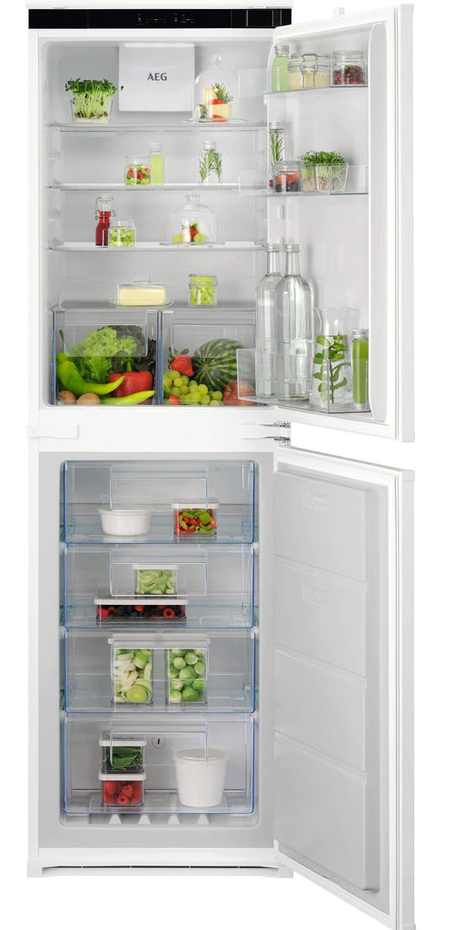 Aeg NSC7T185ES Integrated Frost Free Fridge Freezer Sliding Hinge - White - E Rated