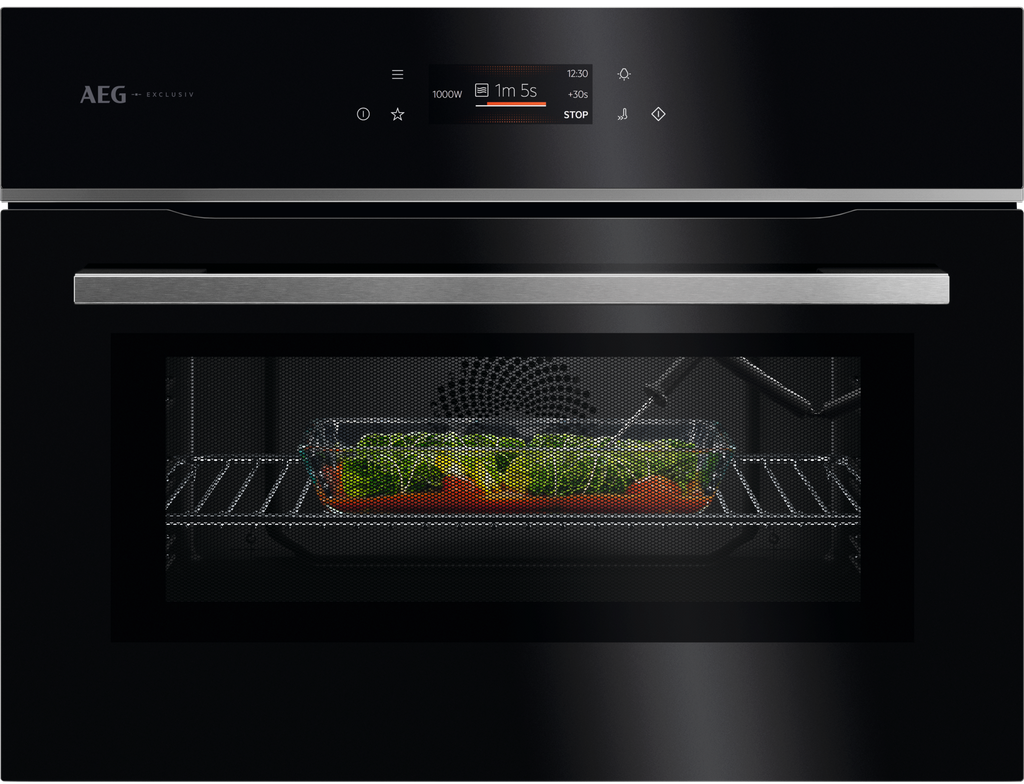 Aeg GK7NK62FB Built In Compact Electric Single Oven with Microwave Function - Gloss Black