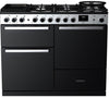 Rangemaster EDDLO110DFGBLK/CM1 Edge Deluxe OC 110cm Dual Fuel Range Cooker - Black Glass/Chrome Trim