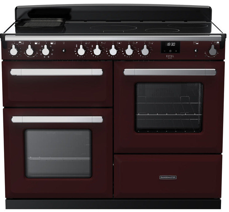 Rangemaster ESDLO110EIPBOR/CM1 Estel Deluxe OC 110cm Induction Range Cooker - Bordeaux/Chrome Trim