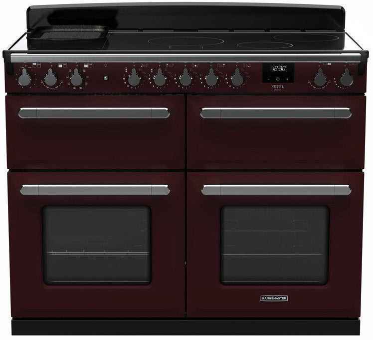 Rangemaster ESDLB110EIPBOR/CM1 Estel Deluxe BC 110cm Induction Range Cooker - Bordeaux/Chrome Trim