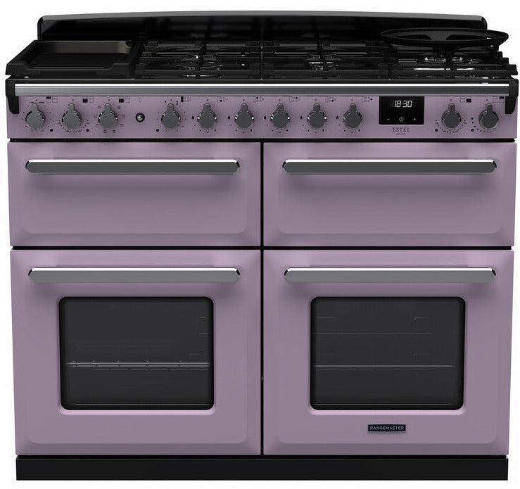 Rangemaster ESDLB110DFPHTH/CM1 Estel Deluxe BC 110cm Dual Fuel Range Cooker - Heather/Chrome Trim