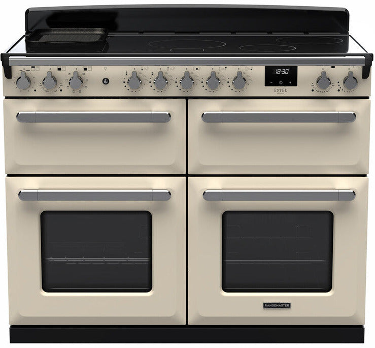 Rangemaster ESDLB110EIPPCR/CM1 Estel Deluxe BC 110cm Induction Range Cooker - Pale Cream/Chrome Trim