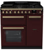 Rangemaster ESDL90DFPBOR/AB1 Estel Deluxe 90cm Dual Fuel Range Cooker - Bordeaux/Antique Brass Trim